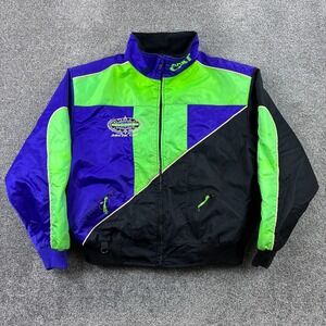 Vintage Arctic Cat Snowmobile Jacket Mens 2XL Neon Green Purple Thinsulate